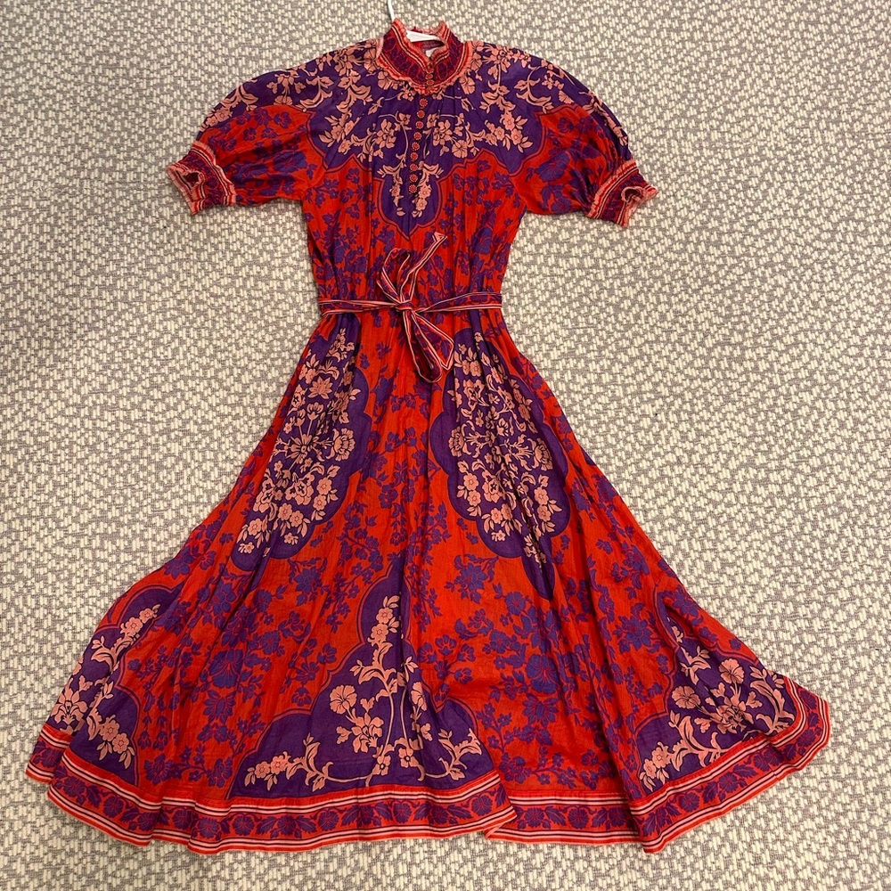 - Zimmerman Raie Floral-print puff-sleeve Ramie Dress